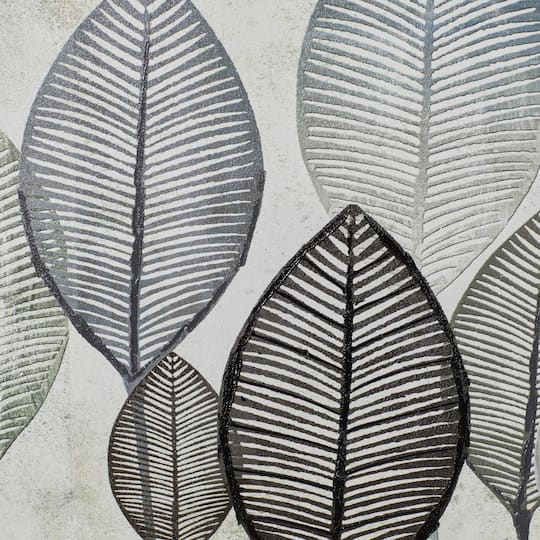 White & Gray Contemporary Leaf Framed Wall Art